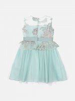 Girl’s Embroidery Satin & Net Frock