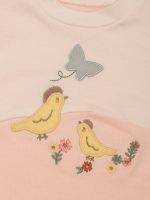 Girl’s Cotton Embroided Romper with Feet