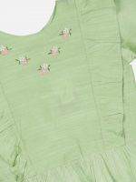 Girl’s Embroidered Cotton Slik Blend Frock