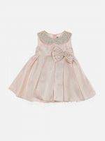 Girl’s Satin Pink Frock with Pearls & Bow