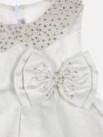 Girl’s Satin White Frock with Pearls & Bow