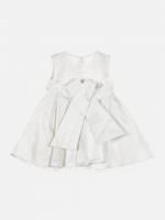 Girl’s Satin White Frock with Pearls & Bow